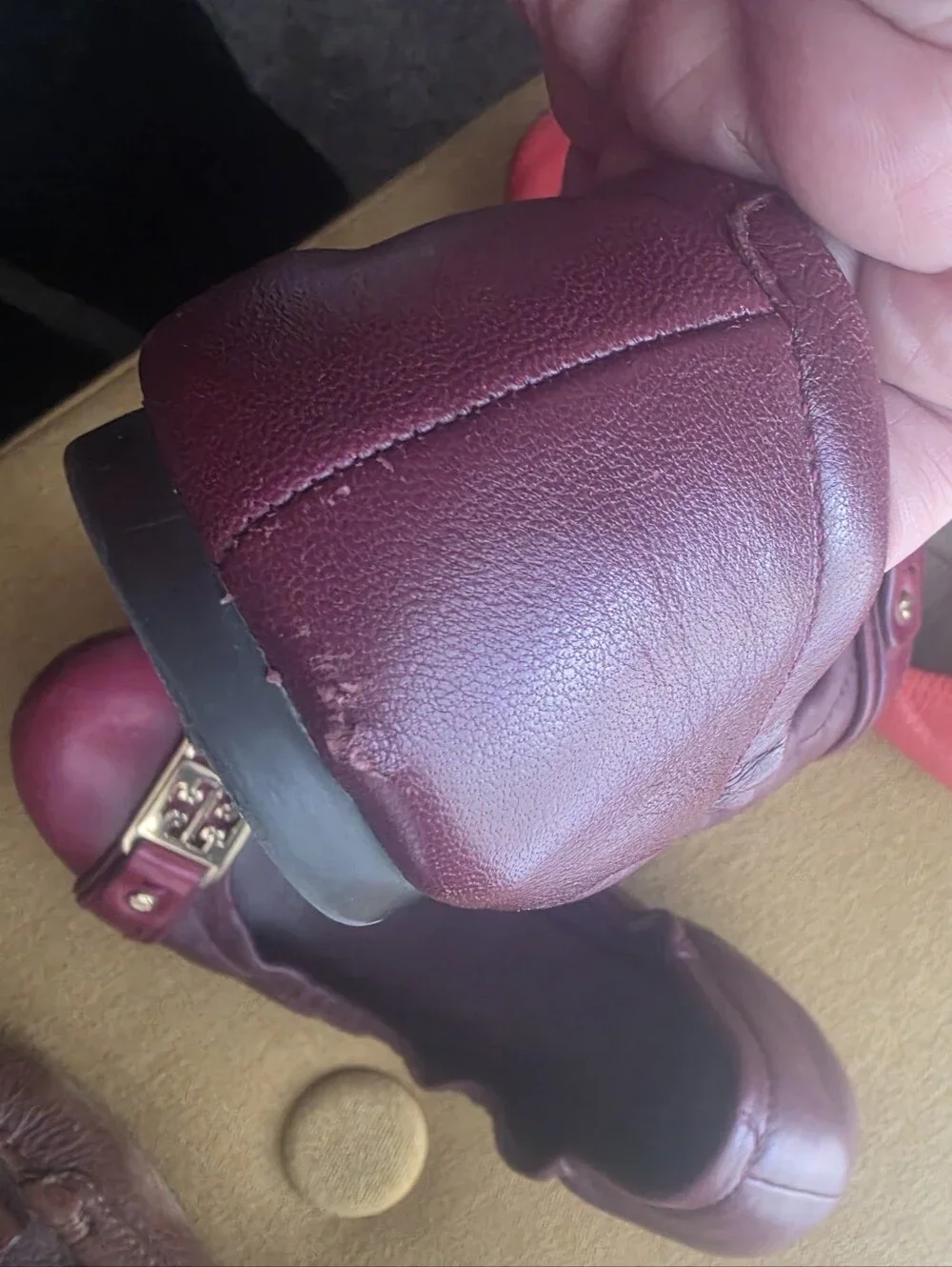 Tory Burch 2 Pair Women's Ballet Flat Shoes Size 7.5 Burgundy And Orange